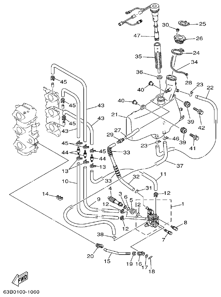 Yamaha 40VMHO, 40VEO, 40YETO OIL PUMP 1 parts diagram